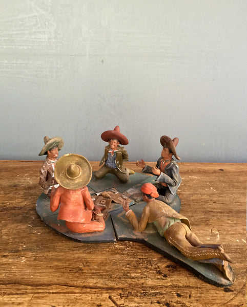 Turn of 20th Century Clay Mexican Card Players