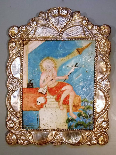 Sterling Silver Frame from Peru with a Mexican Retablo