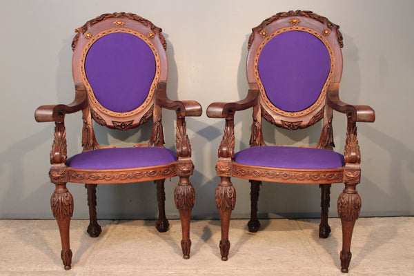 Spanish Colonial Oval Back Chairs from Peru