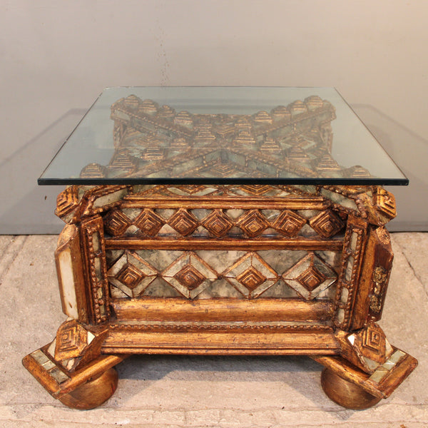 Colonial Revival Side Table with Glass Top