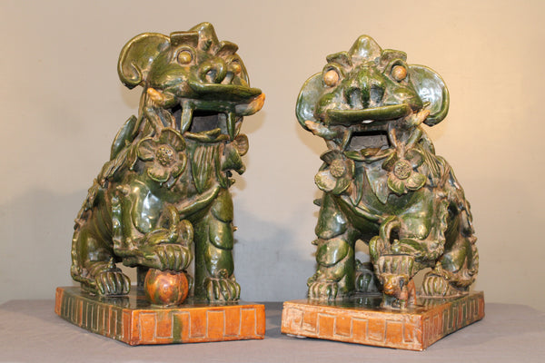 Glazed Green Foo Dogs from Indonesia