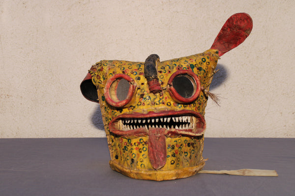 Ceremonial Leather Tiger Masks from Guerrero, Mexico.