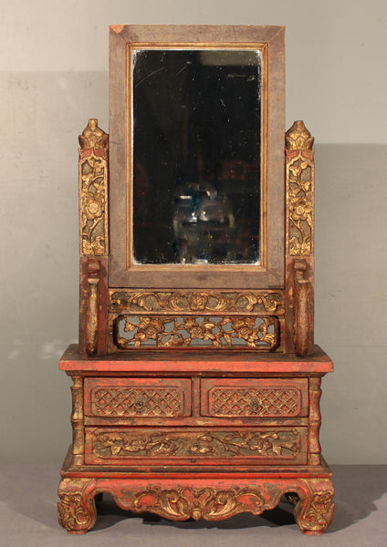 Indonesian Vanity Mirror with chest and drawers