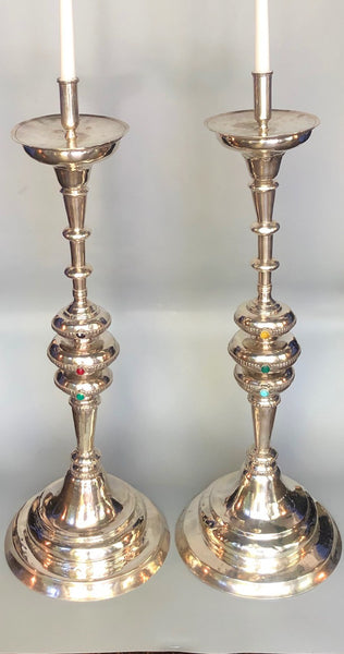 Pair of Spanish Colonial Sterling Silver Candlesticks