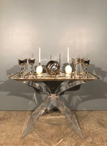 Mid 20th Century Acrylic and Alpaca Silver Bar