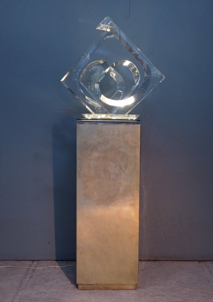 Acrylic Sculpture with Alpaca Silver Column From Mexico City