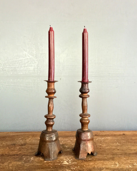 18th Century Mexican Copper Candlesticks (Pair)