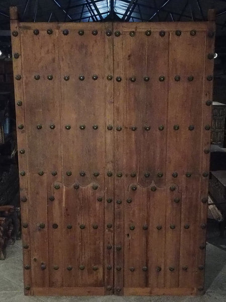Very Large Hacienda Door from Mexico with Bronze Clavos