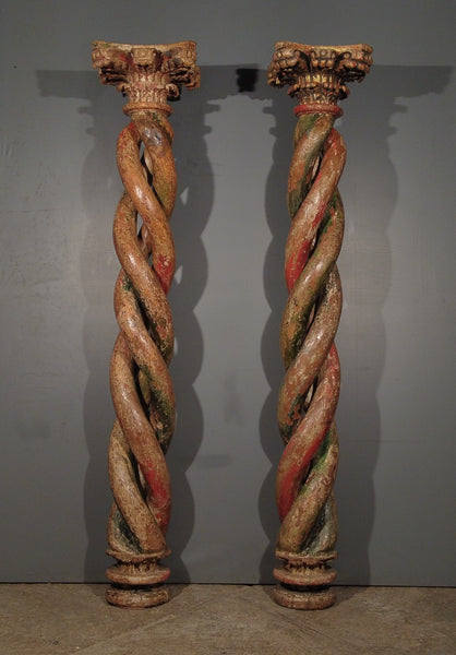 Pair of Twisted Columns from 18th c. Peru