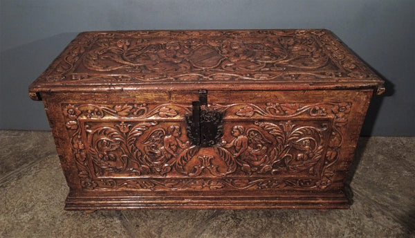 Spanish Colonial Baul Carved Chest from Peru