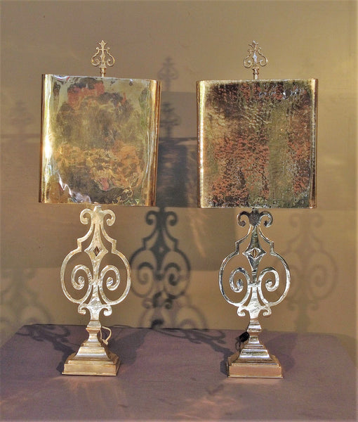 Shadow Lamps, Silver Plated, Hammered Copper