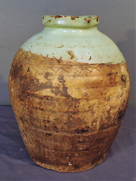 Clay Storage Jar with Celadon Slip