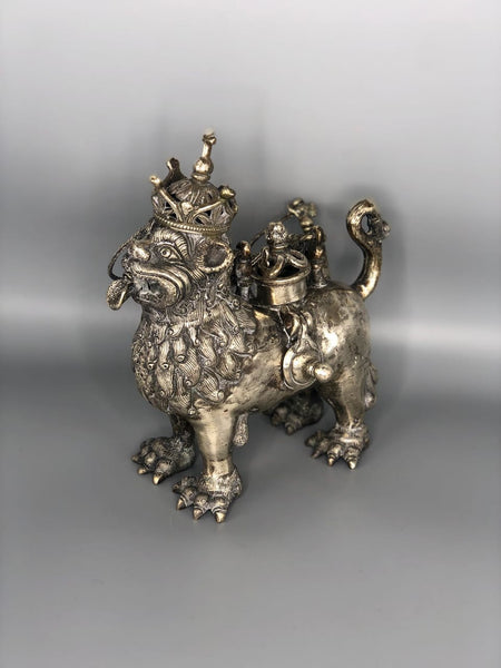 Ceremonial Sterling Silver Teapot in the form of a Lion