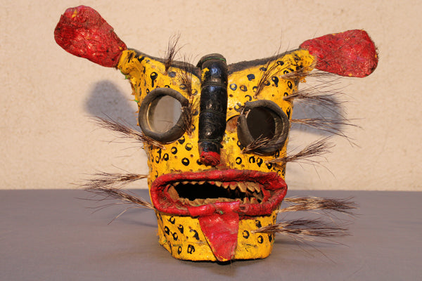 Ceremonial Leather Tiger Masks from Mexico