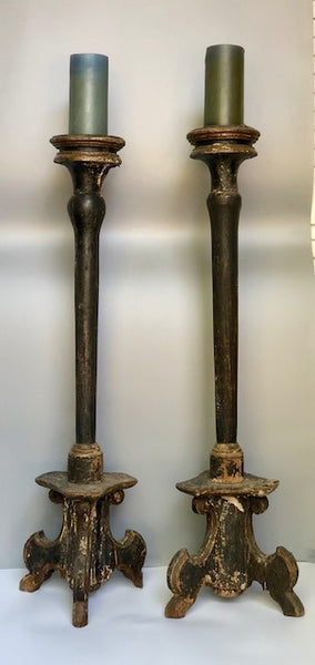 Pair of Early 18th c. Colonial Candlesticks from Mexico