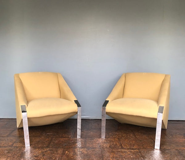 Pair of Contemporary Side Chairs with Chrome Legs