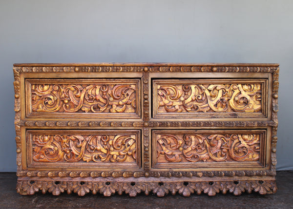Spanish Colonial Revival Sideboard with 18th c. Carved Panels